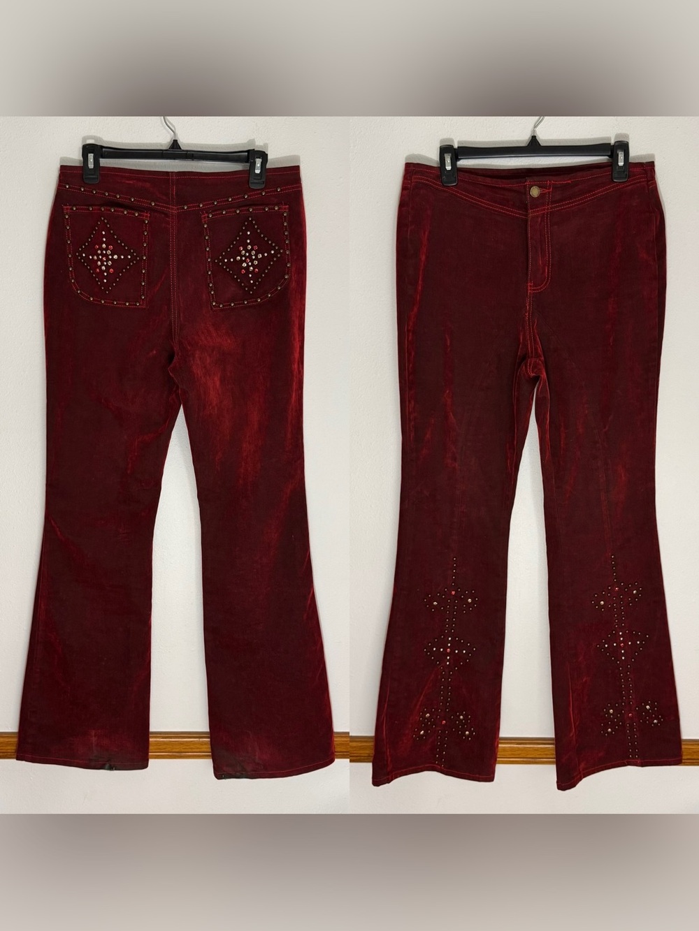 SHEIN/ Musera silky red embellished and studded jeans size 29
